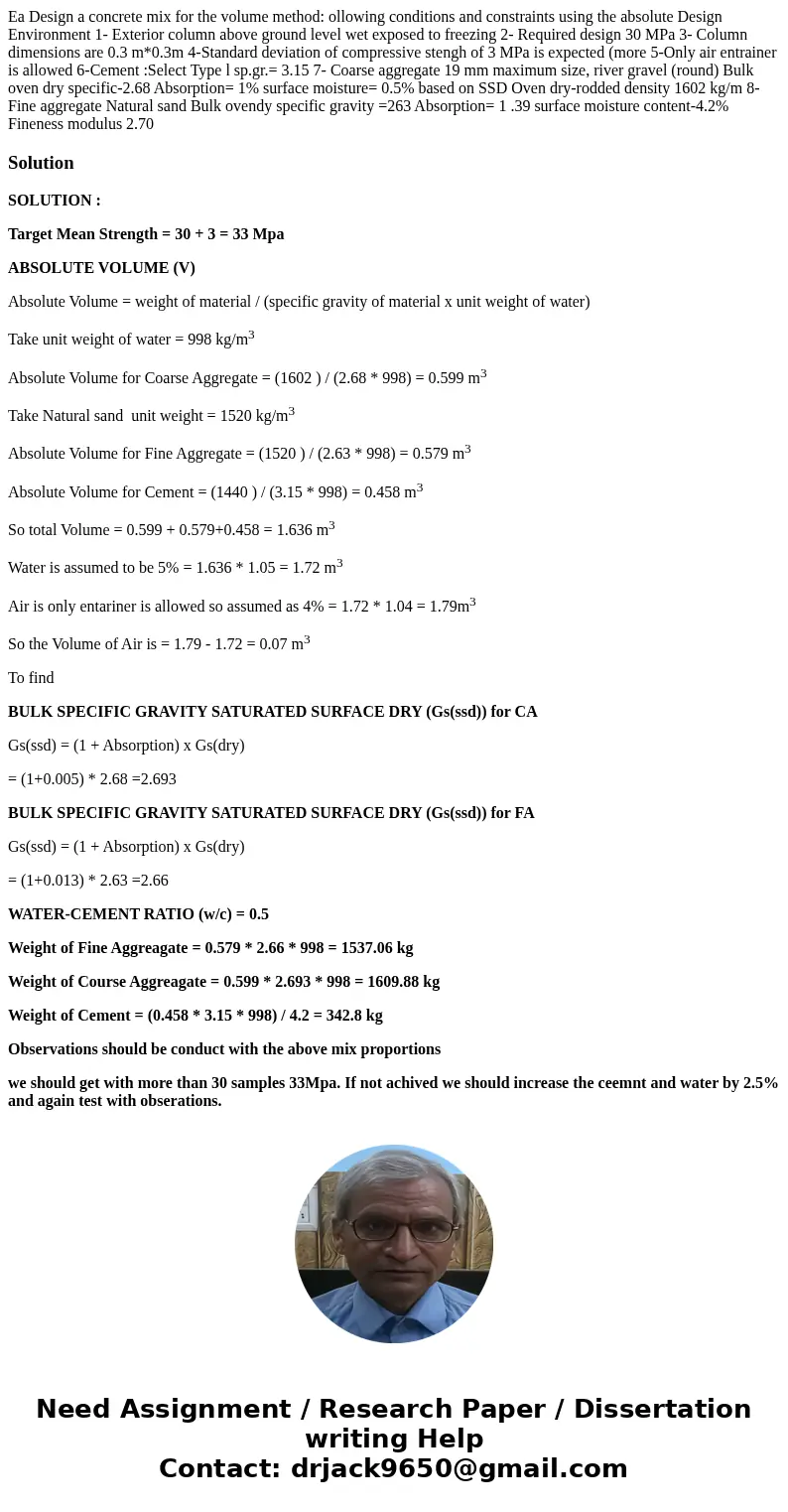 Ea Design a concrete mix for the volume method: ollowing conditions and constraints using the absolute Design Environment 1- Exterior column above ground level  Ea Design a concrete mix for the volume method: ollowing conditions and constraints using the absolute Design Environment 1- Exterior column above ground level