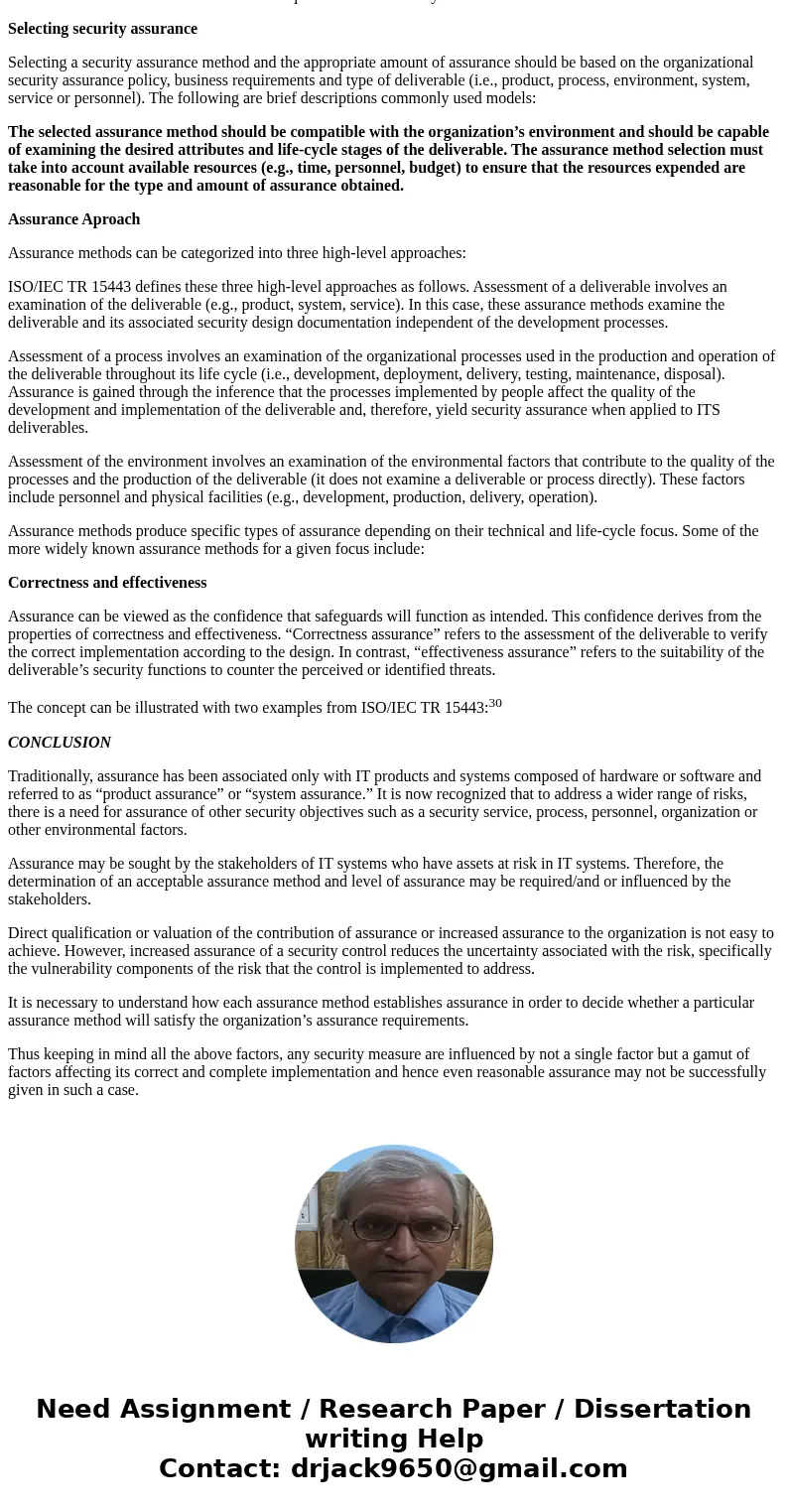 give a hyphothetical example of security measure fails the reasonable assurance testSolutionMeaning of Reasonable Assurance It is the level of assurance/ confid give a hyphothetical example of security measure fails the reasonable assurance testSolutionMeaning of Reasonable Assurance It is the level of assurance/ confid