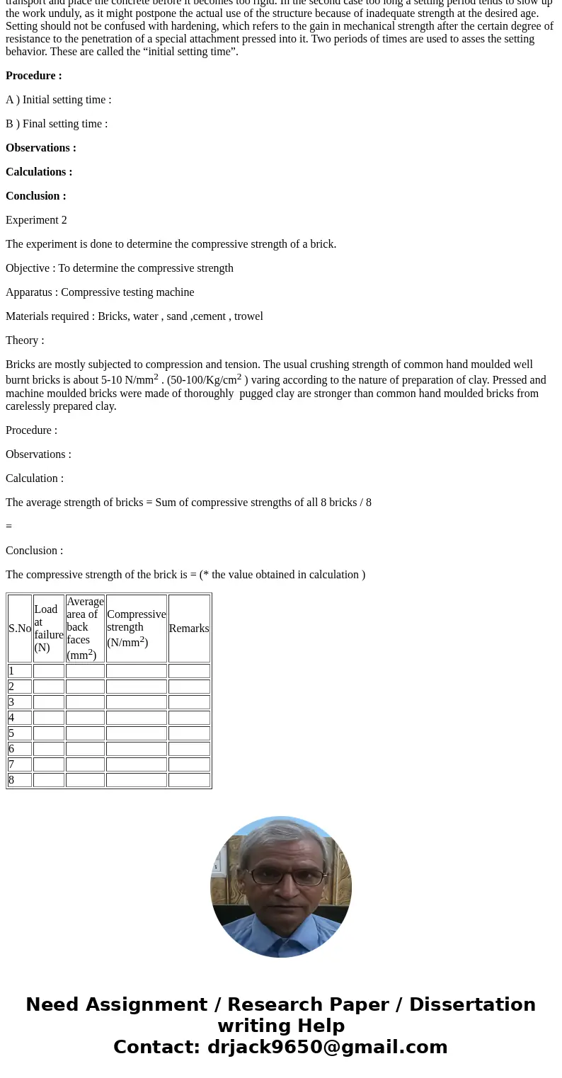 Hi Im in need of some ideas for my Civil engineering Lab. Nothing fancy, the easiest the better. With you laboratory partner, propose an experimental design. de Hi Im in need of some ideas for my Civil engineering Lab. Nothing fancy, the easiest the better. With you laboratory partner, propose an experimental design. de