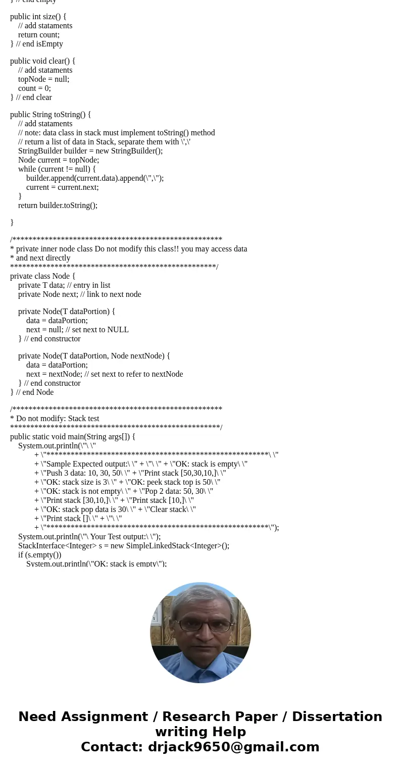 home / study / engineering / computer science / questions and answers / - you need to implement simplelinkedstack.java ... Question: - You need to implement Sim home / study / engineering / computer science / questions and answers / - you need to implement simplelinkedstack.java ... Question: - You need to implement Sim