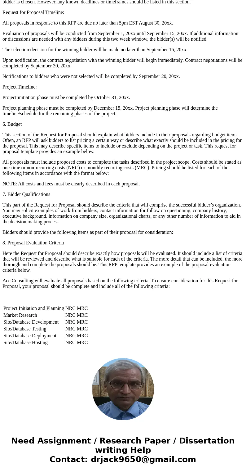 I need a sample Request for Proposal Additionally, please adhere to common project management format for dates (month day, year or mm/dd/yyyy) and monetary amou I need a sample Request for Proposal Additionally, please adhere to common project management format for dates (month day, year or mm/dd/yyyy) and monetary amou