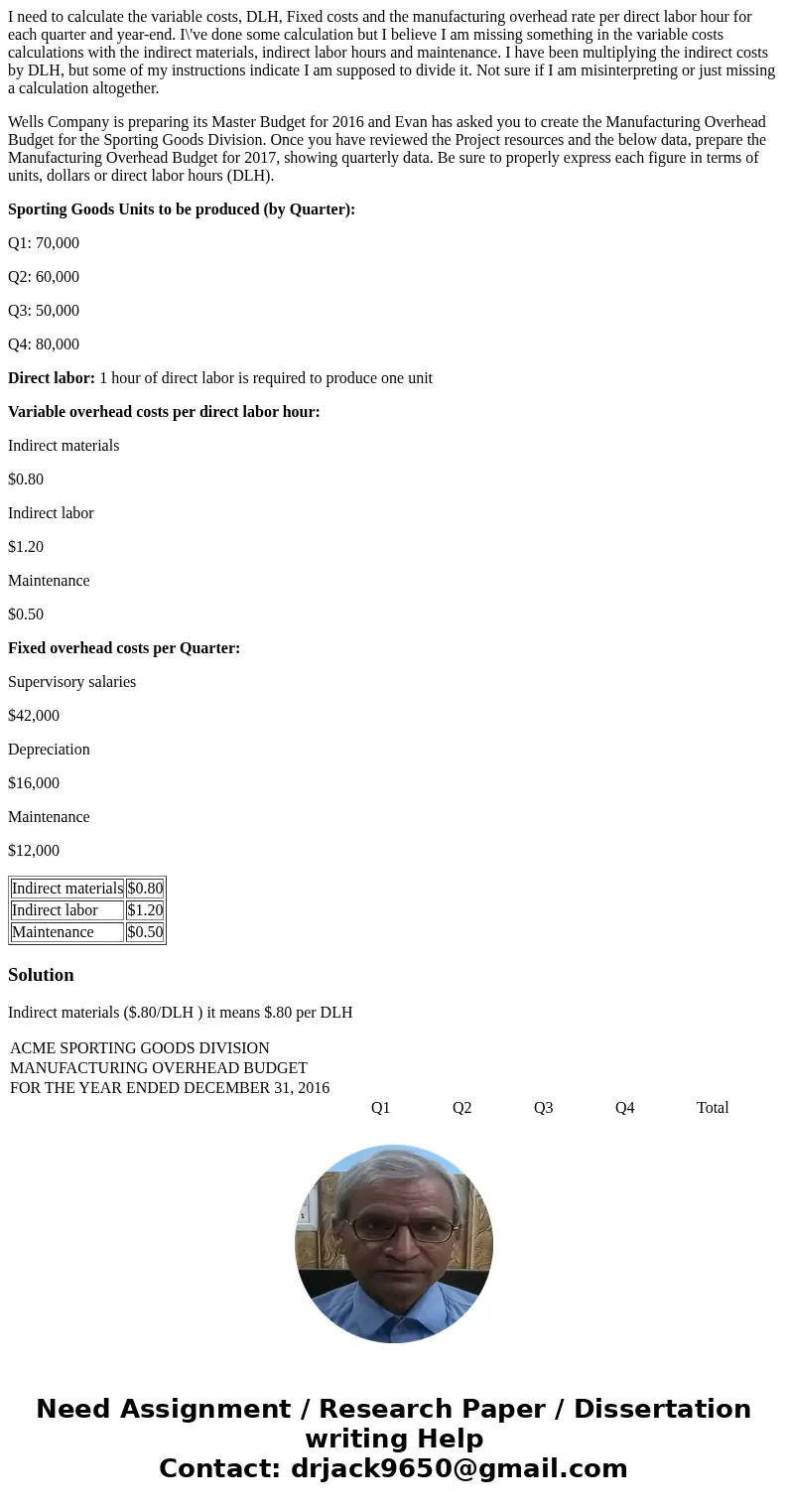 I need to calculate the variable costs, DLH, Fixed costs and the manufacturing overhead rate per direct labor hour for each quarter and year-end. I\'ve done som I need to calculate the variable costs, DLH, Fixed costs and the manufacturing overhead rate per direct labor hour for each quarter and year-end. I\'ve done som