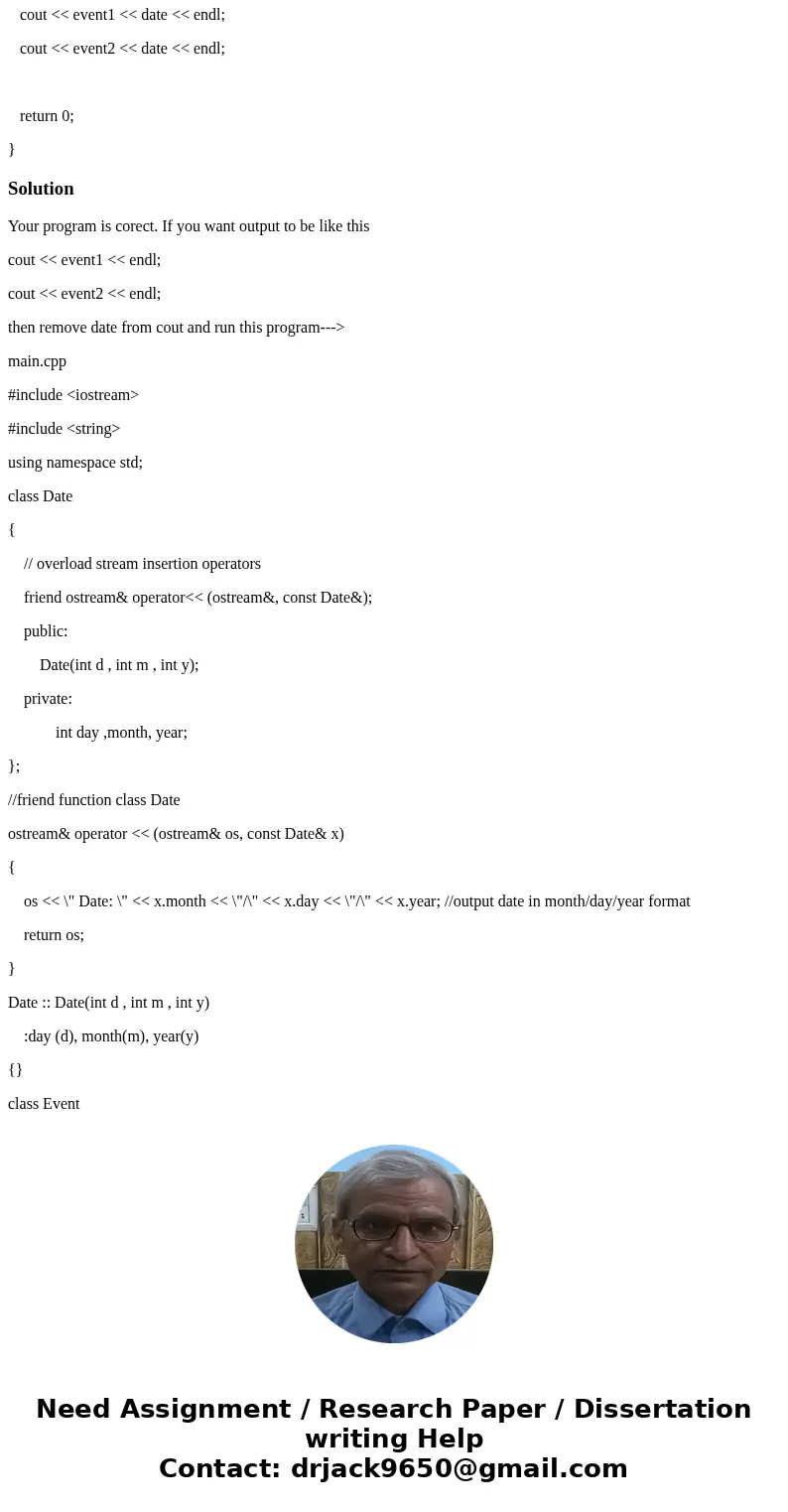 I want my out put to be like this cout << event1 << endl; cout << event2 << endl; #=============================== #include <iostream I want my out put to be like this cout << event1 << endl; cout << event2 << endl; #=============================== #include <iostream