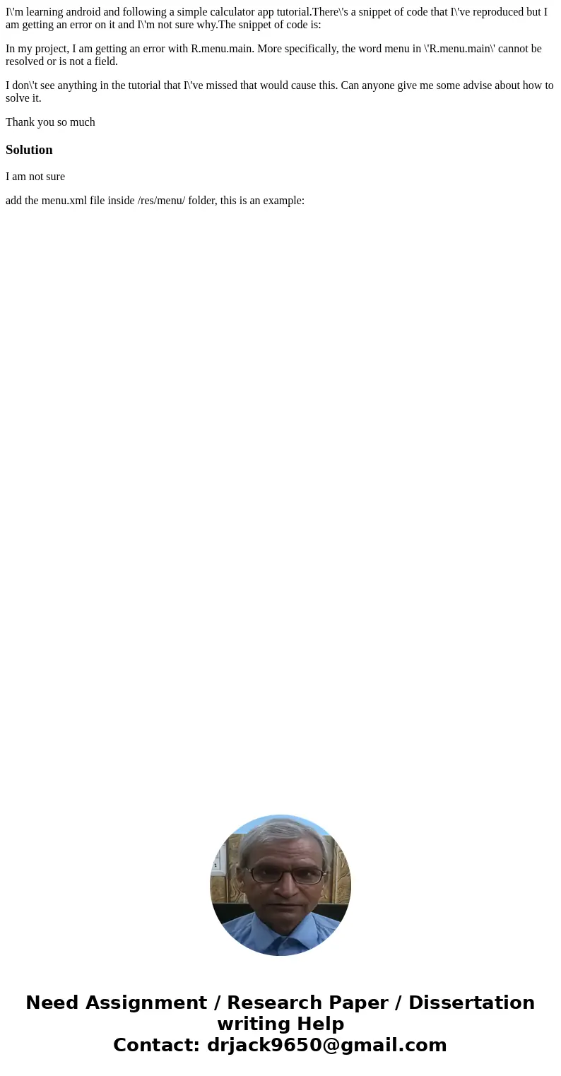 I\'m learning android and following a simple calculator app tutorial.There\'s a snippet of code that I\'ve reproduced but I am getting an error on it and I\'m n