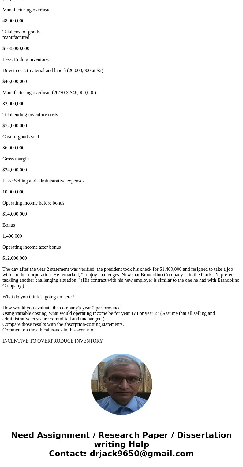  INCENTIVE TO OVERPRODUCE INVENTORY The absorption of fixed overhead costs as part of the cost of inventory on the balance sheet presents ethical challenges bec