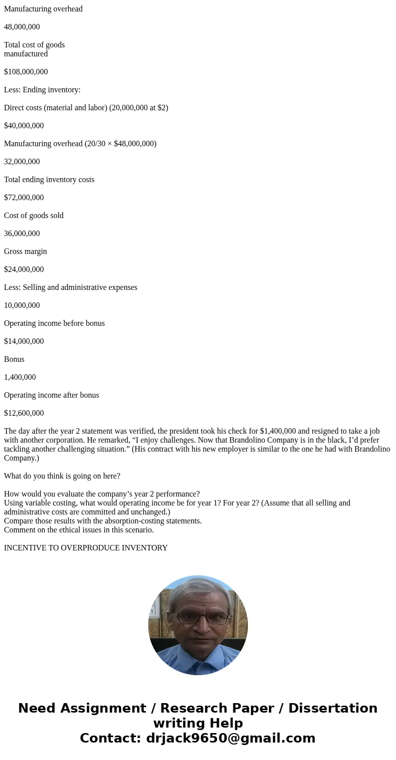  INCENTIVE TO OVERPRODUCE INVENTORY The absorption of fixed overhead costs as part of the cost of inventory on the balance sheet presents ethical challenges bec