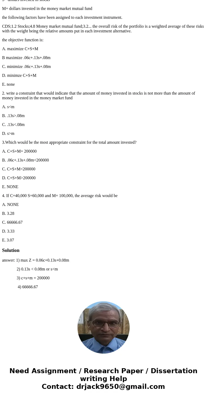 Ivana Myrocle wishes to invest her inheritance of $200,000 so that her return on investment is maximized, but she also wishes to keep her risk level relatively  Ivana Myrocle wishes to invest her inheritance of $200,000 so that her return on investment is maximized, but she also wishes to keep her risk level relatively