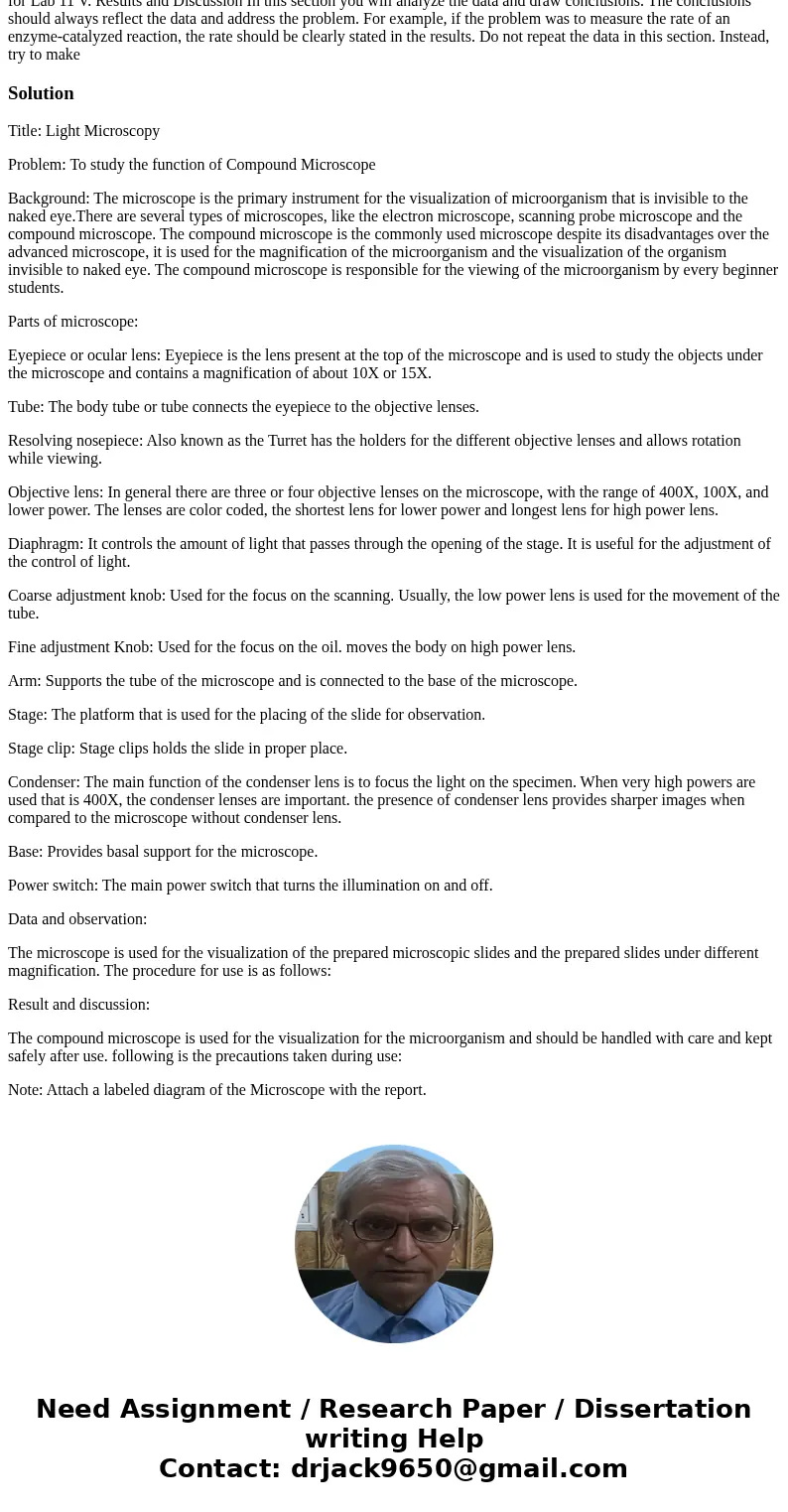 Lab report on microscopy Use the lab format below! FORMAL LAB REPORT FORMAT Title The title should be descriptive. For Example, Enzyme Catalysis is a better tit Lab report on microscopy Use the lab format below! FORMAL LAB REPORT FORMAT Title The title should be descriptive. For Example, Enzyme Catalysis is a better tit