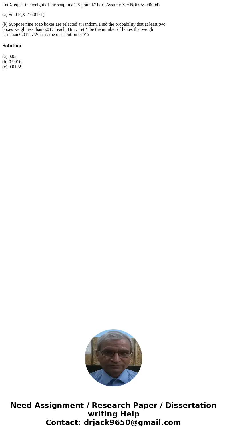 Let X equal the weight of the soap in a \ Let X equal the weight of the soap in a \