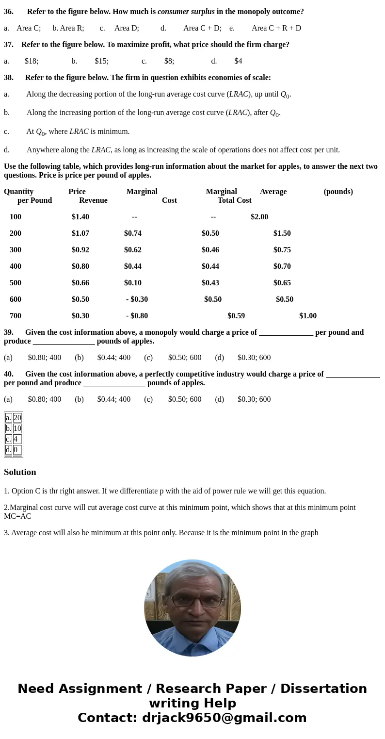 Multiple-Choice Questions 1. If P = $1,000 - $2Q: a. MR = $1,000Q - $4. b. MR = $1,000 - $8Q. c. MR = $1,000 - $4Q. d. MR = $250 - $0.25P. 2. Total cost minimiz Multiple-Choice Questions 1. If P = $1,000 - $2Q: a. MR = $1,000Q - $4. b. MR = $1,000 - $8Q. c. MR = $1,000 - $4Q. d. MR = $250 - $0.25P. 2. Total cost minimiz