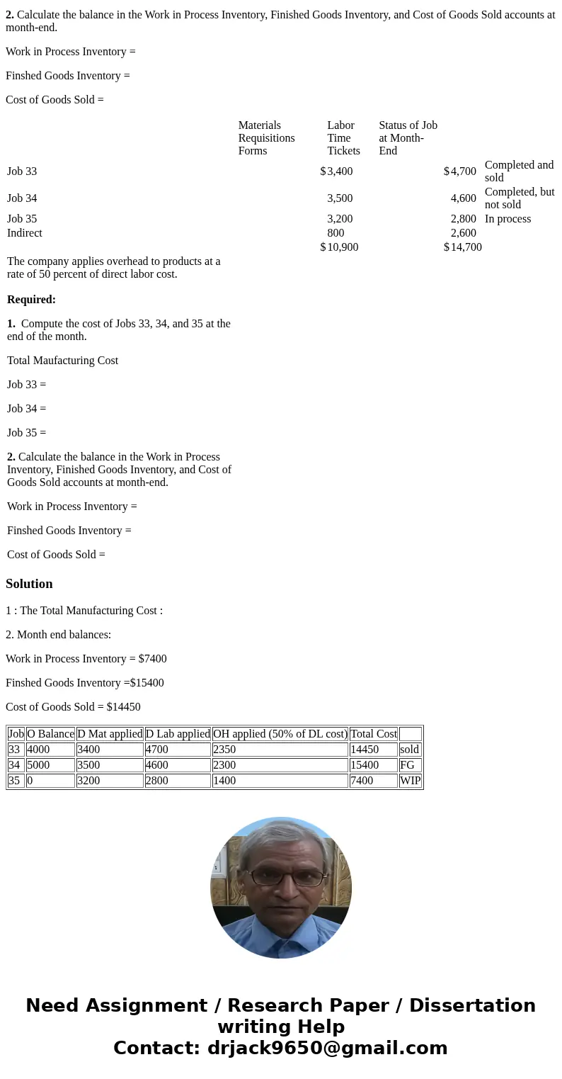 Oak Creek Furniture Factory (OCFF), a custom furniture manufacturer, uses job order costing to track the cost of each customer order. On March 1, OCFF had two j