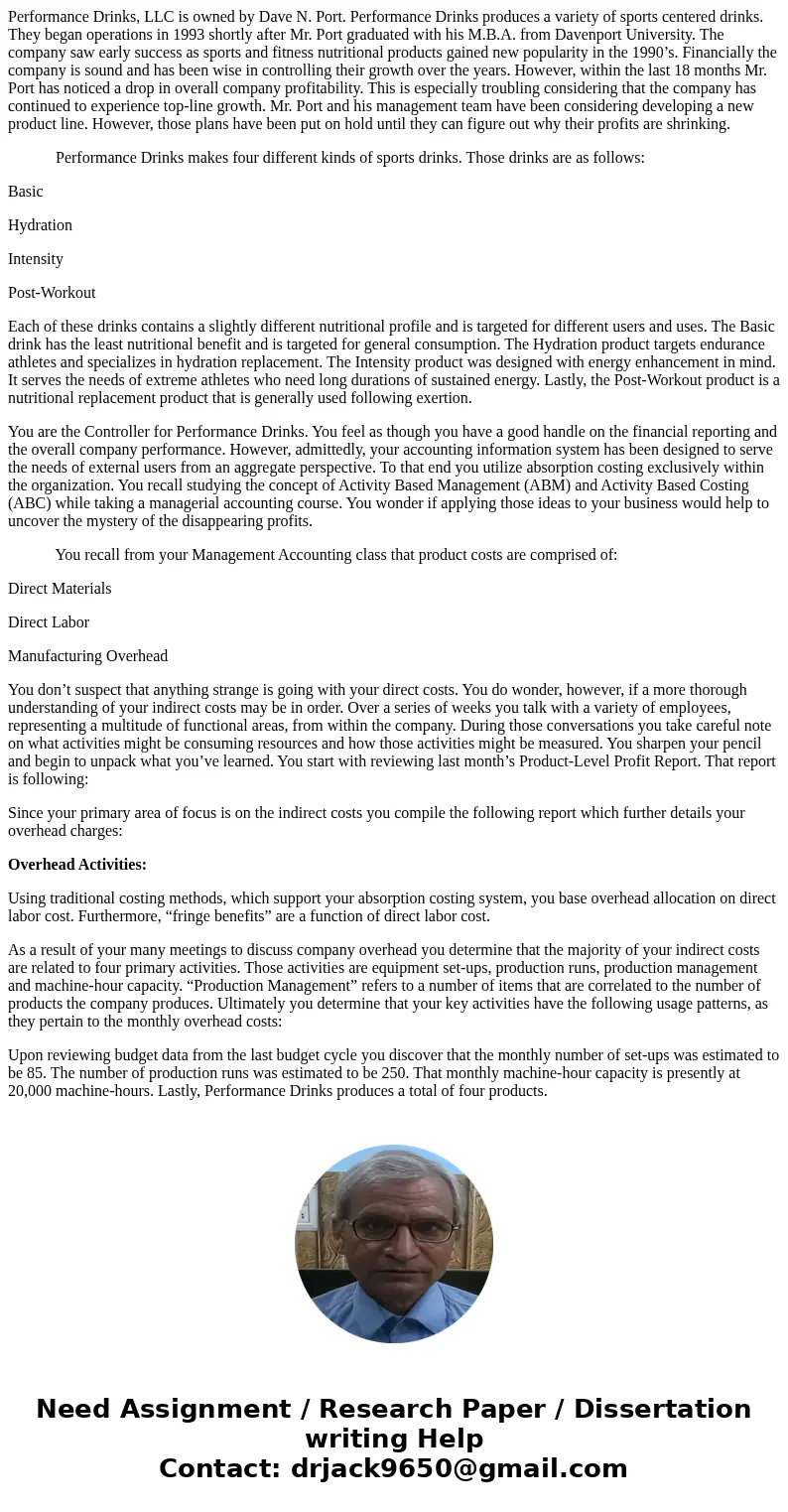 Performance Drinks, LLC is owned by Dave N. Port. Performance Drinks produces a variety of sports centered drinks. They began operations in 1993 shortly after M Performance Drinks, LLC is owned by Dave N. Port. Performance Drinks produces a variety of sports centered drinks. They began operations in 1993 shortly after M