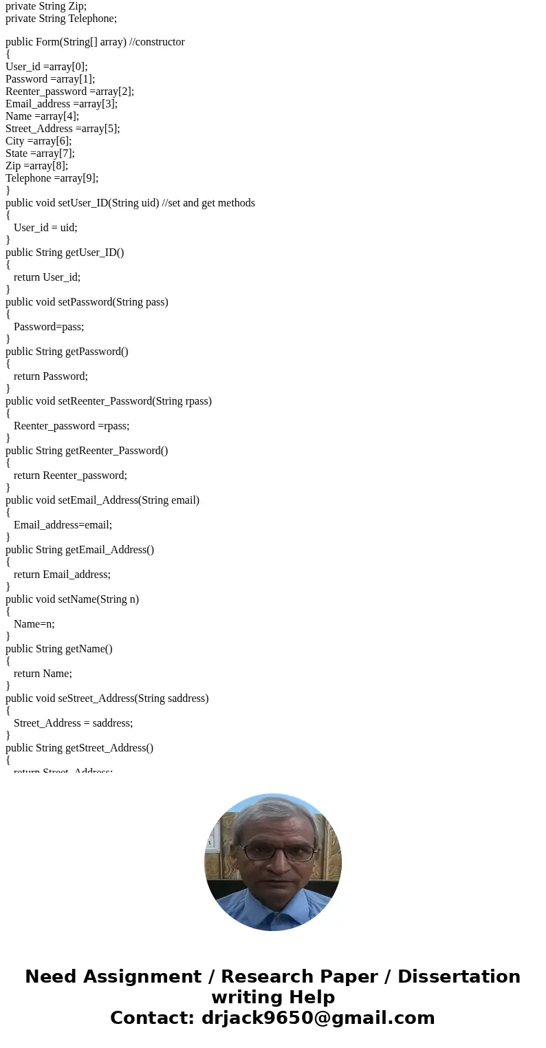 Please write in JAVA ONLY! When a user signs in for the first time to a website, the user has to submit personal information, such as user_id, name, email addre Please write in JAVA ONLY! When a user signs in for the first time to a website, the user has to submit personal information, such as user_id, name, email addre