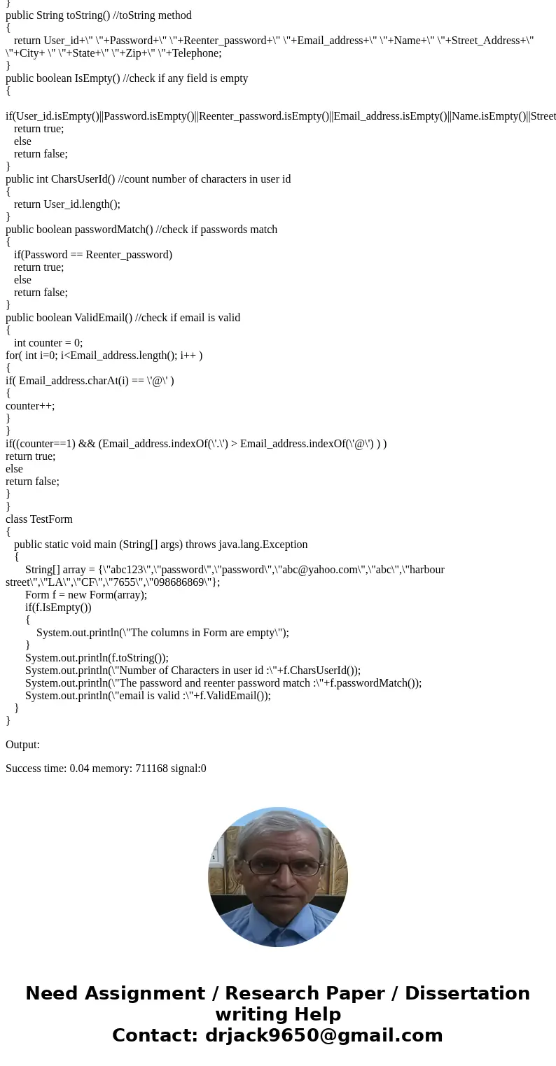Please write in JAVA ONLY! When a user signs in for the first time to a website, the user has to submit personal information, such as user_id, name, email addre Please write in JAVA ONLY! When a user signs in for the first time to a website, the user has to submit personal information, such as user_id, name, email addre