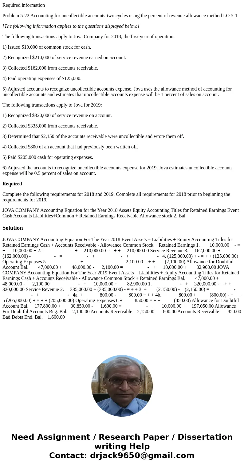 Required information Problem 5-22 Accounting for uncollectible accounts-two cycles using the percent of revenue allowance method LO 5-1 [The following informati Required information Problem 5-22 Accounting for uncollectible accounts-two cycles using the percent of revenue allowance method LO 5-1 [The following informati