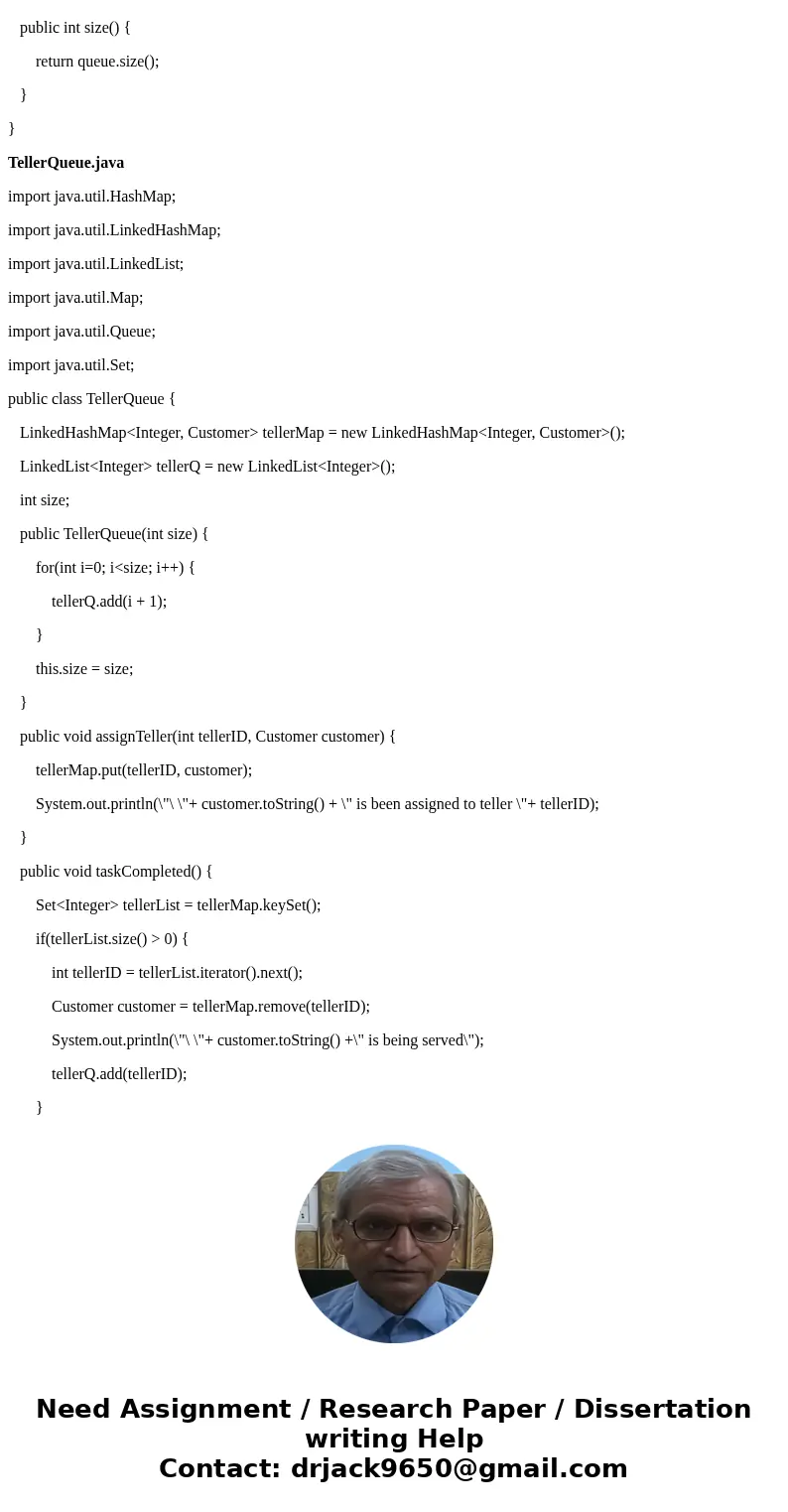 Simple simulation (2 points) Use java.util.LinkedList to create a system to simulate customers being served at the bank.Assume there is only one service line at Simple simulation (2 points) Use java.util.LinkedList to create a system to simulate customers being served at the bank.Assume there is only one service line at