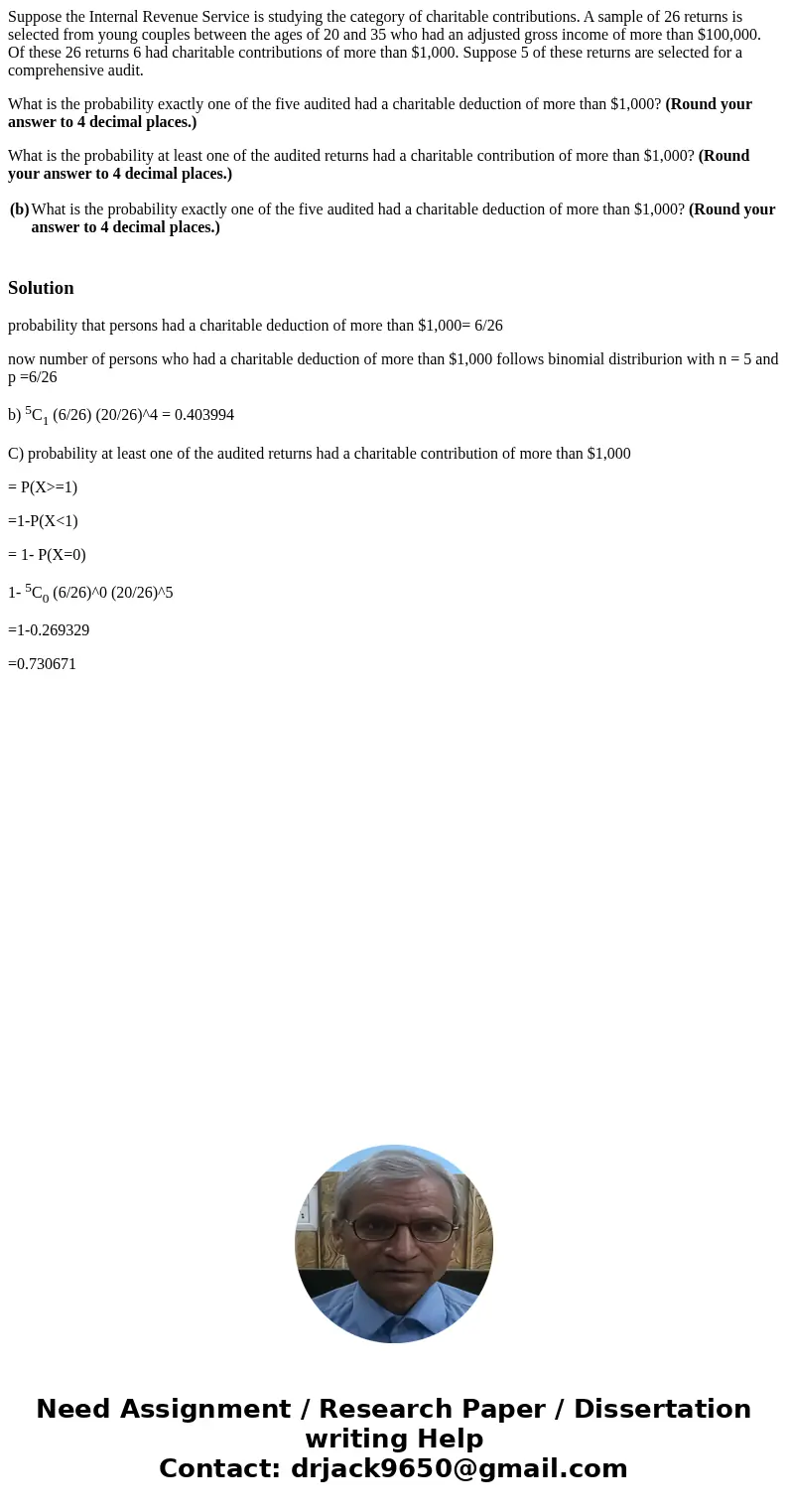 Suppose the Internal Revenue Service is studying the category of charitable contributions. A sample of 26 returns is selected from young couples between the age Suppose the Internal Revenue Service is studying the category of charitable contributions. A sample of 26 returns is selected from young couples between the age