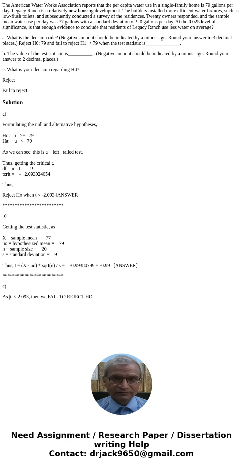 The American Water Works Association reports that the per capita water use in a single-family home is 79 gallons per day. Legacy Ranch is a relatively new housi The American Water Works Association reports that the per capita water use in a single-family home is 79 gallons per day. Legacy Ranch is a relatively new housi