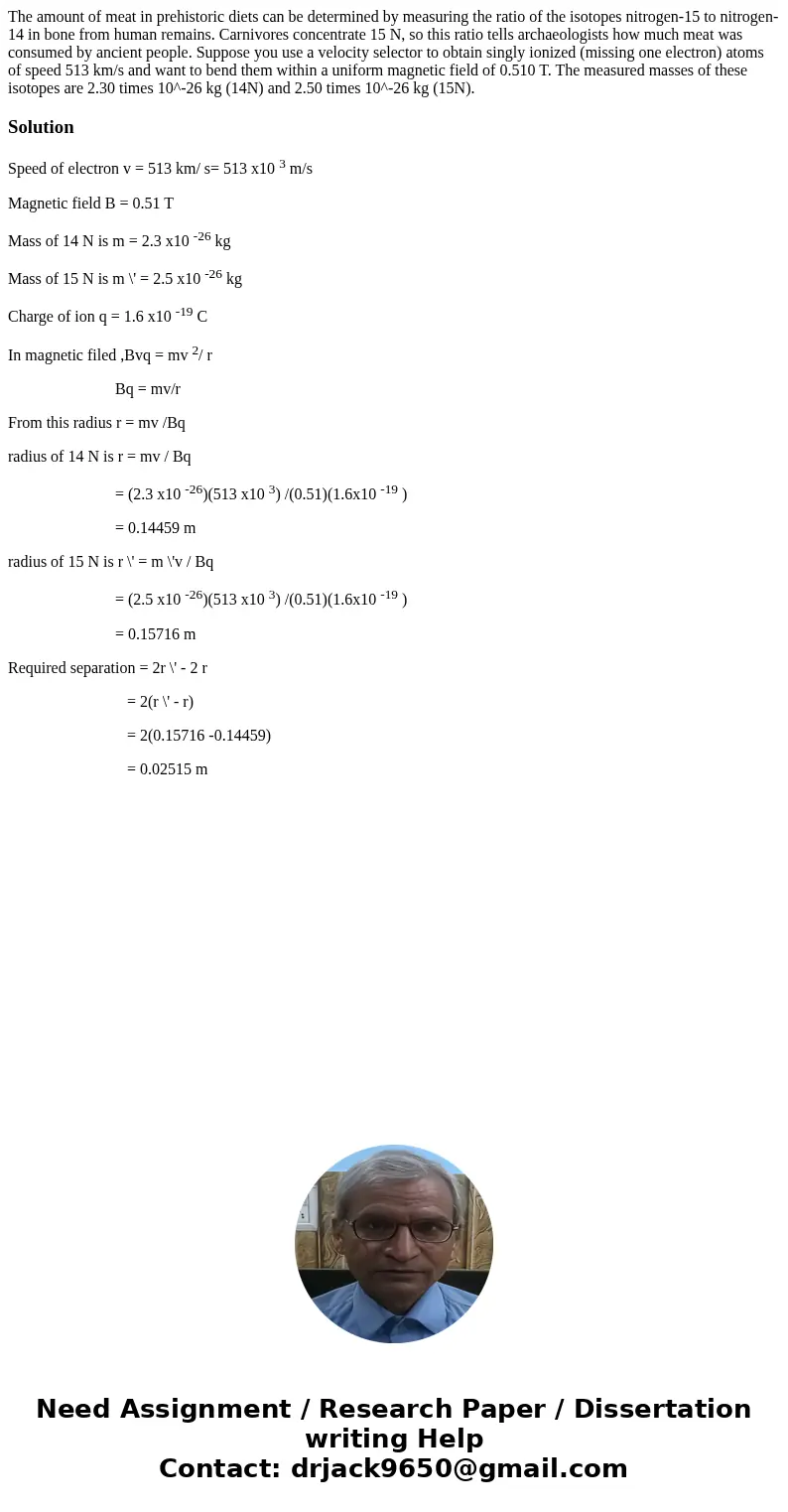 The amount of meat in prehistoric diets can be determined by measuring the ratio of the isotopes nitrogen-15 to nitrogen-14 in bone from human remains. Carnivo  The amount of meat in prehistoric diets can be determined by measuring the ratio of the isotopes nitrogen-15 to nitrogen-14 in bone from human remains. Carnivo