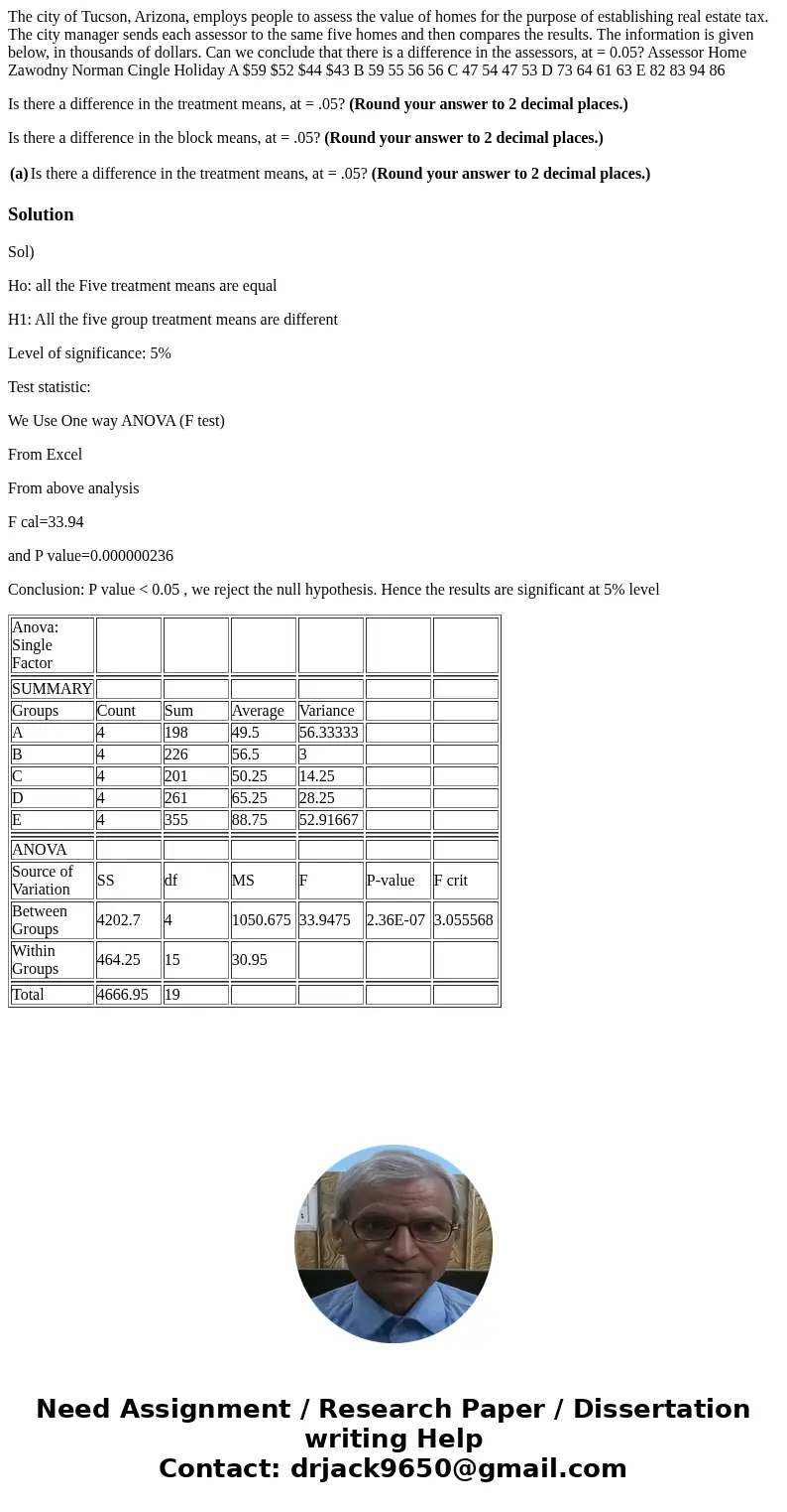 The city of Tucson, Arizona, employs people to assess the value of homes for the purpose of establishing real estate tax. The city manager sends each assessor t The city of Tucson, Arizona, employs people to assess the value of homes for the purpose of establishing real estate tax. The city manager sends each assessor t