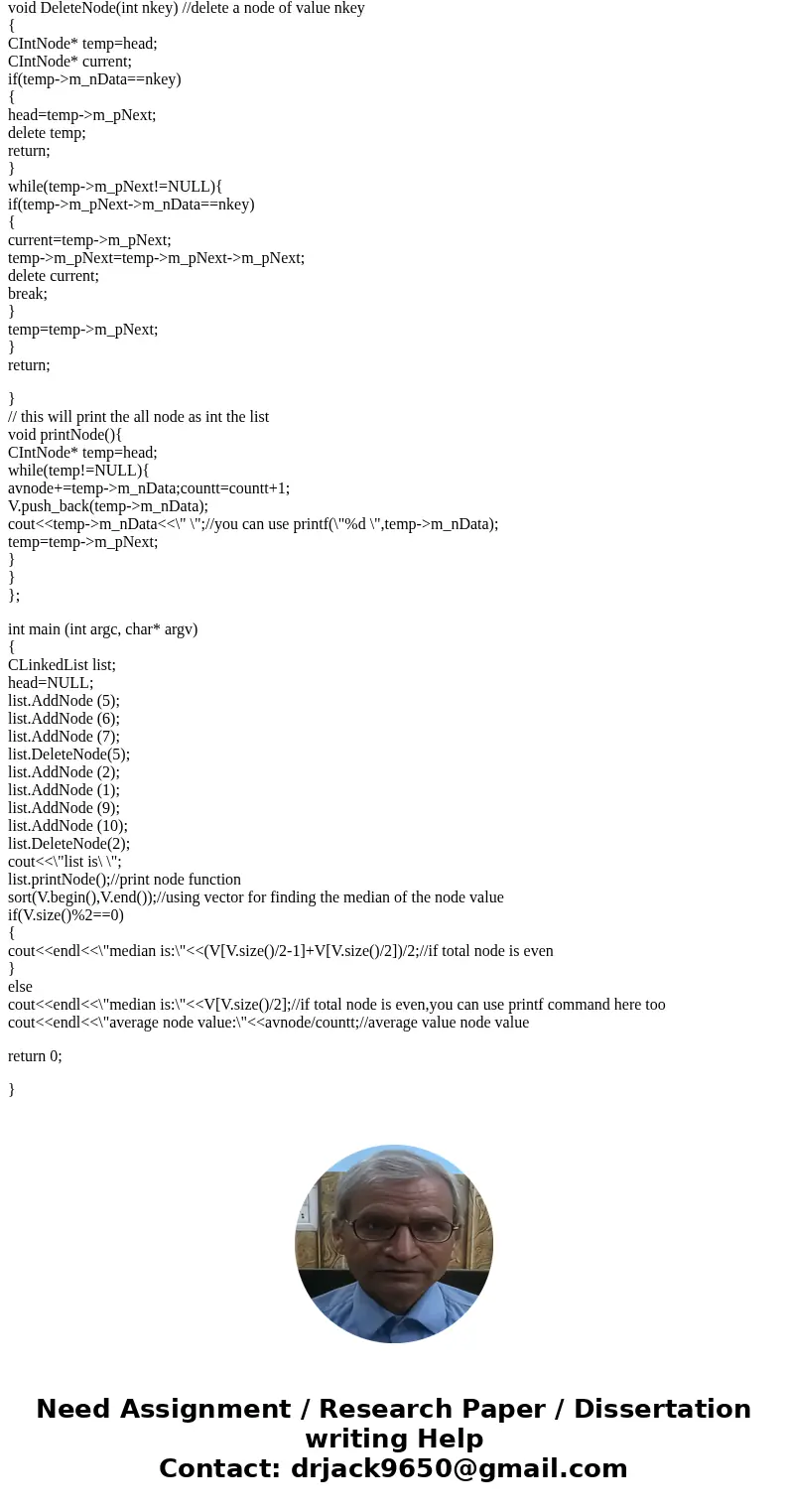The goal of this assignment is to complete the linked list I made in class. You are to make the parts that I commented at the bottom of the code. Note that may  The goal of this assignment is to complete the linked list I made in class. You are to make the parts that I commented at the bottom of the code. Note that may