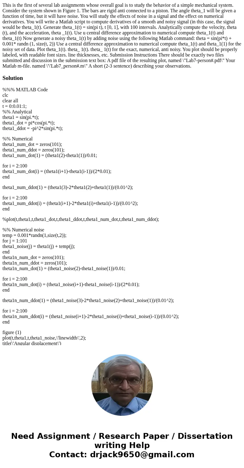 This is the first of several lab assignments whose overall goal is to study the behavior of a simple mechanical system. Consider the system shown in Figure 1.   This is the first of several lab assignments whose overall goal is to study the behavior of a simple mechanical system. Consider the system shown in Figure 1.