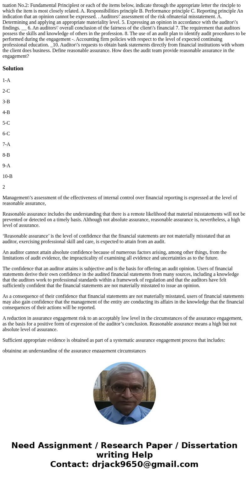 tuation No.2: Fundamental Principlest or each of the items below, indicate through the appropriate letter the rinciple to which the item is most closely relate  tuation No.2: Fundamental Principlest or each of the items below, indicate through the appropriate letter the rinciple to which the item is most closely relate