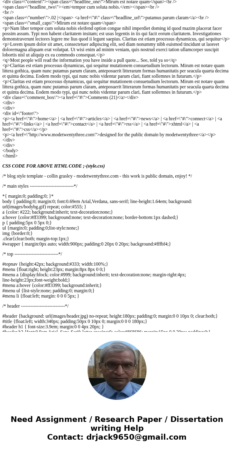 what is css code for a newspaper website html 5SolutionHTML PAGE FOR A SIMPLE NEWSPAPER WEBSITE :- (index.html) <!DOCTYPE html PUBLIC \