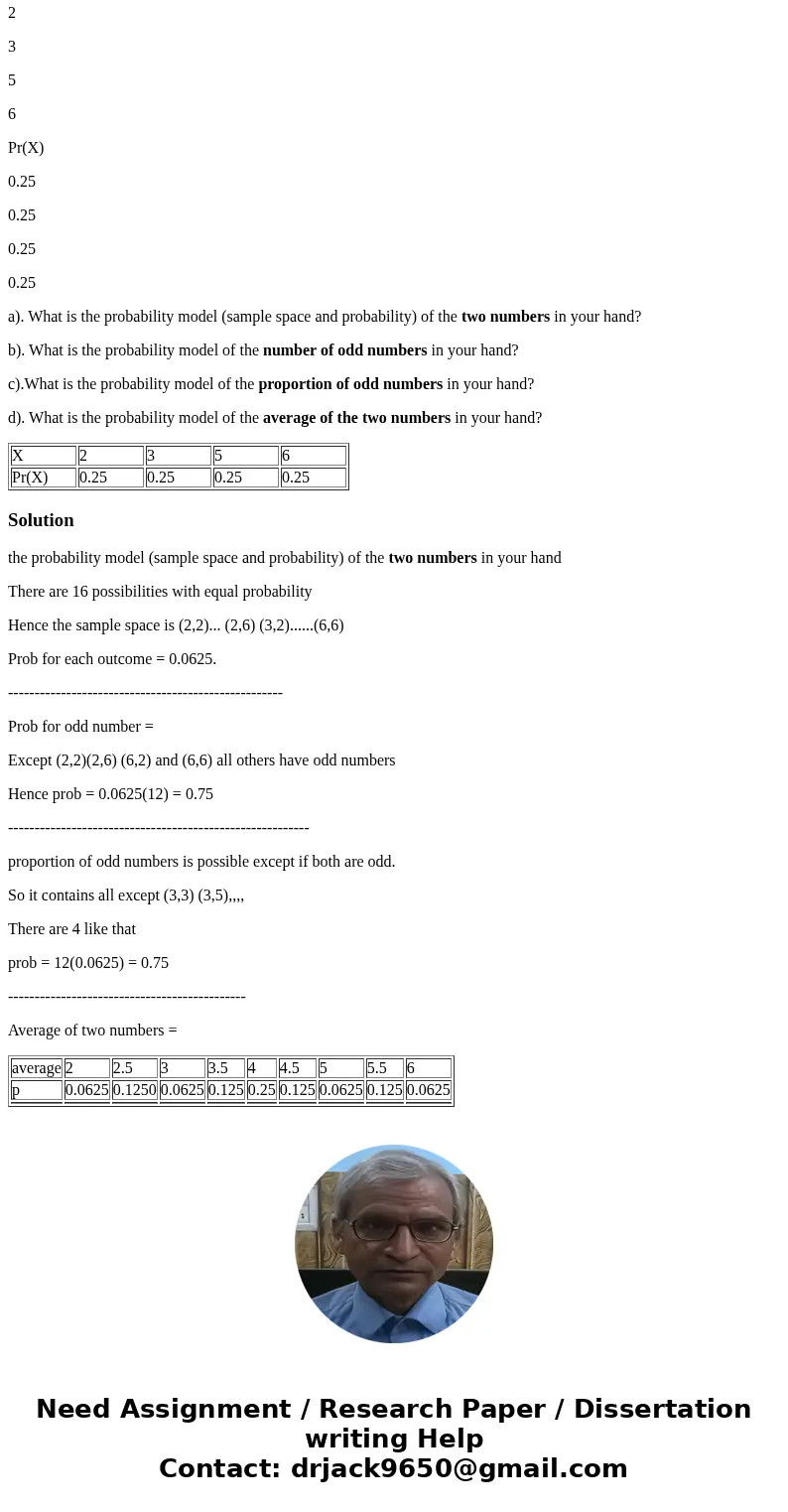 1.Consider all possible ways you could select two numbers from a pool of numbers that only equally likely contains 2, 3, 5, and 6. That is, if define a random v 1.Consider all possible ways you could select two numbers from a pool of numbers that only equally likely contains 2, 3, 5, and 6. That is, if define a random v