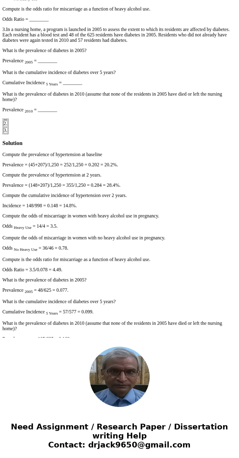2. 3. 1.A cohort study is conducted to assess the association between clinical characteristics and the risk of stroke. The study involves n=1,250 participants w 2. 3. 1.A cohort study is conducted to assess the association between clinical characteristics and the risk of stroke. The study involves n=1,250 participants w