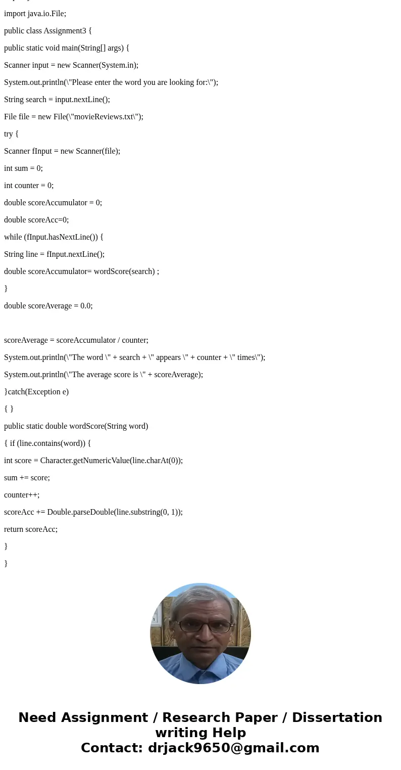 And here is the JGRASP Java code for part 1 import java.util.Scanner; import java.io.File; public class Assignment3 { public static void main(String[] args) { S