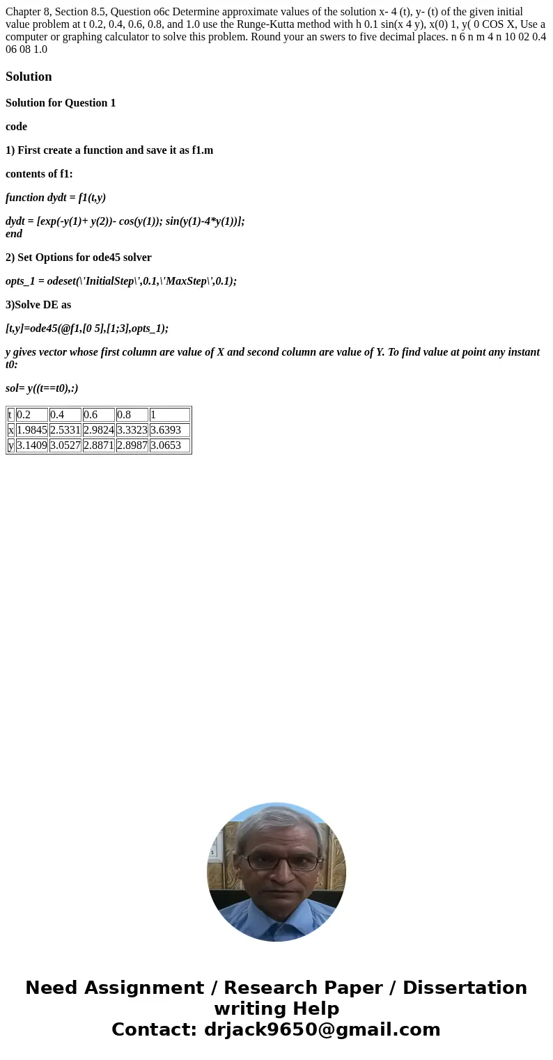 Chapter 8, Section 8.5, Question o6c Determine approximate values of the solution x- 4 (t), y- (t) of the given initial value problem at t 0.2, 0.4, 0.6, 0.8,   Chapter 8, Section 8.5, Question o6c Determine approximate values of the solution x- 4 (t), y- (t) of the given initial value problem at t 0.2, 0.4, 0.6, 0.8,