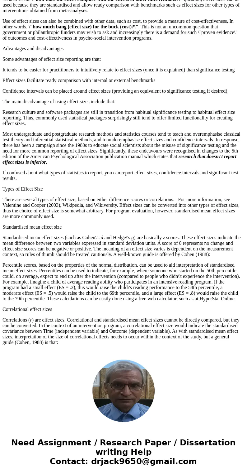 compare and contrast the concepts of effect size and statistical significance.SolutionIntroduction This article discusses the overuse of significance testing an compare and contrast the concepts of effect size and statistical significance.SolutionIntroduction This article discusses the overuse of significance testing an