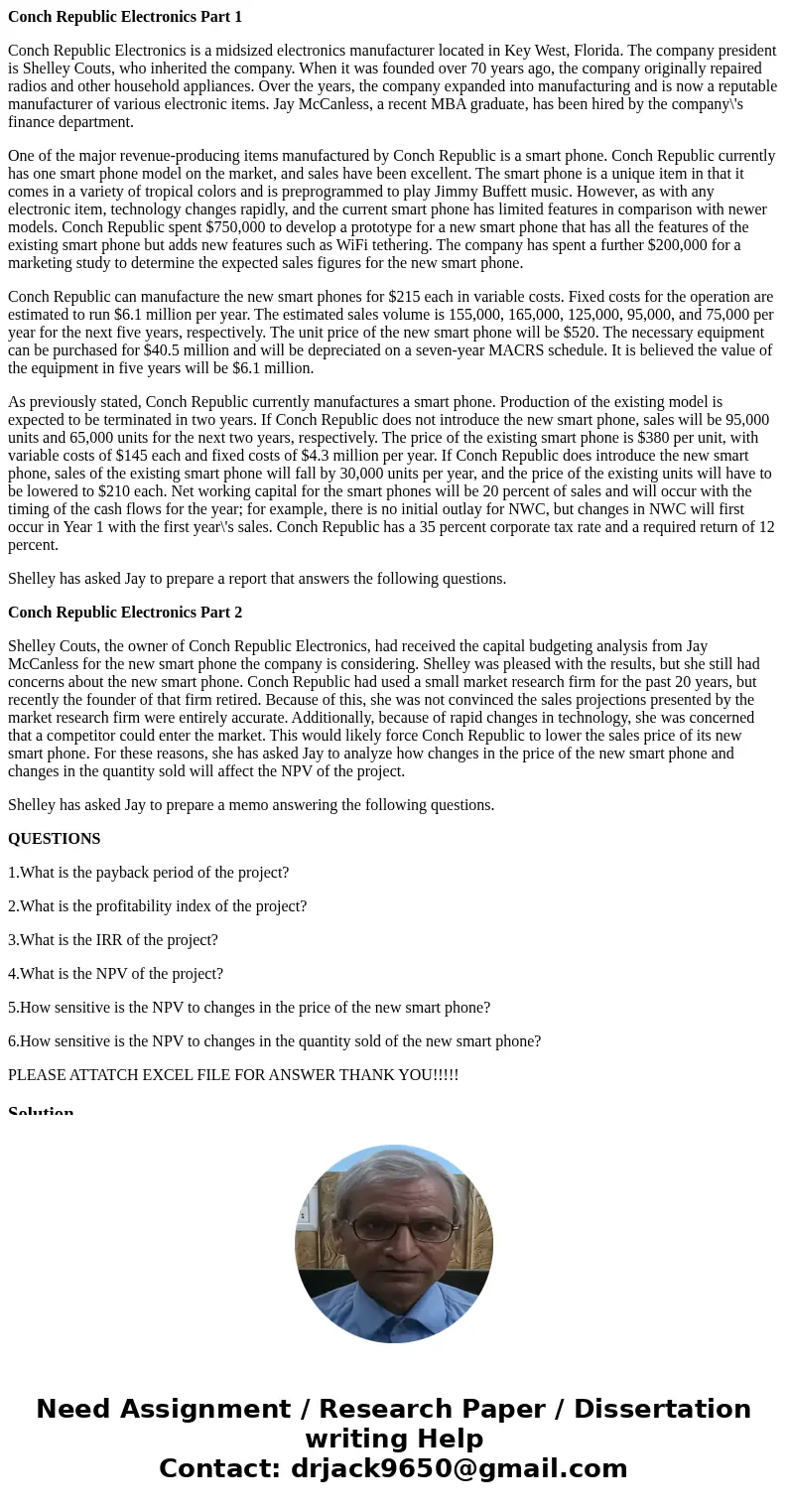 Conch Republic Electronics Part 1 Conch Republic Electronics is a midsized electronics manufacturer located in Key West, Florida. The company president is Shell Conch Republic Electronics Part 1 Conch Republic Electronics is a midsized electronics manufacturer located in Key West, Florida. The company president is Shell