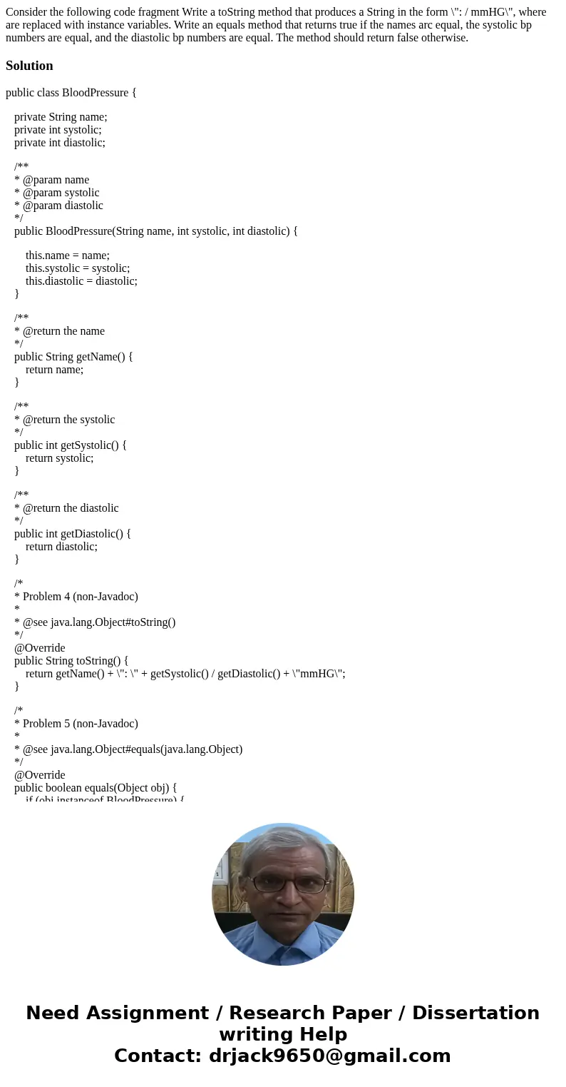 Consider the following code fragment Write a toString method that produces a String in the form \  Consider the following code fragment Write a toString method that produces a String in the form \