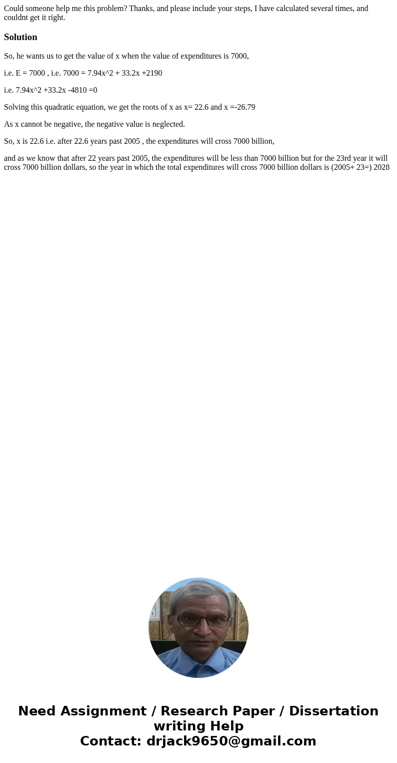 Could someone help me this problem? Thanks, and please include your steps, I have calculated several times, and couldnt get it right.SolutionSo, he wants us to  Could someone help me this problem? Thanks, and please include your steps, I have calculated several times, and couldnt get it right.SolutionSo, he wants us to