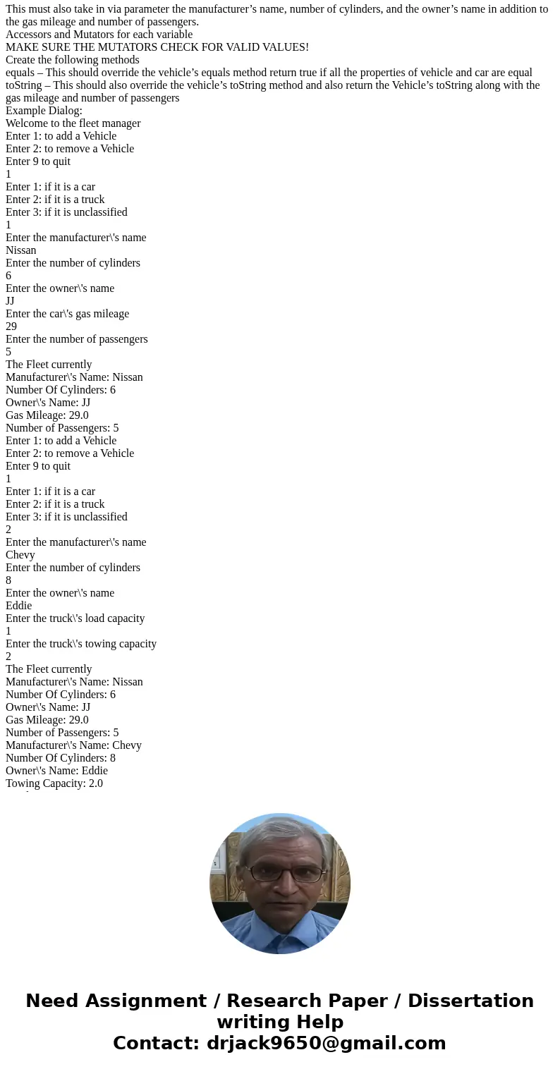  Driver: import java.util.Scanner; //A class that keeps a fleet of different types of vehicles public class FleetOfVehicles { //An array of vehicles private Veh