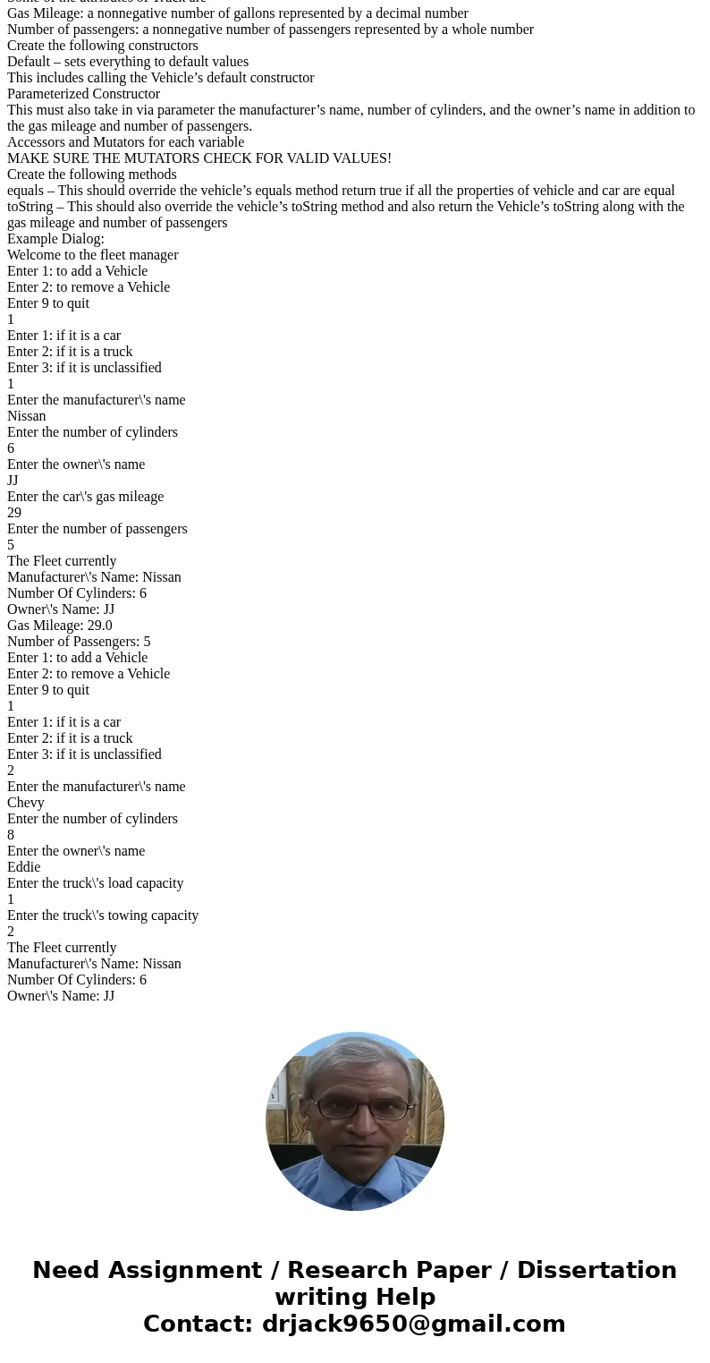  Driver: import java.util.Scanner; //A class that keeps a fleet of different types of vehicles public class FleetOfVehicles { //An array of vehicles private Veh