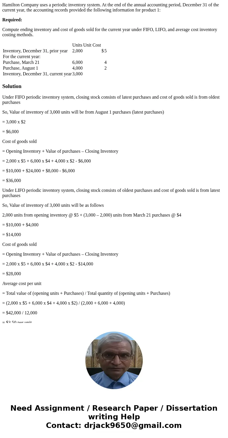Hamilton Company uses a periodic inventory system. At the end of the annual accounting period, December 31 of the current year, the accounting records provided 