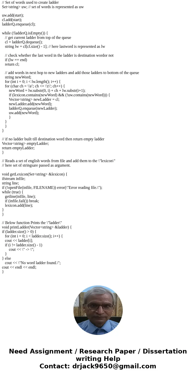 Hints Break the problem into pieces and then solve each piece. I suggest writing the code in the following steps: ? Read the words into a set (i.e. build the di Hints Break the problem into pieces and then solve each piece. I suggest writing the code in the following steps: ? Read the words into a set (i.e. build the di