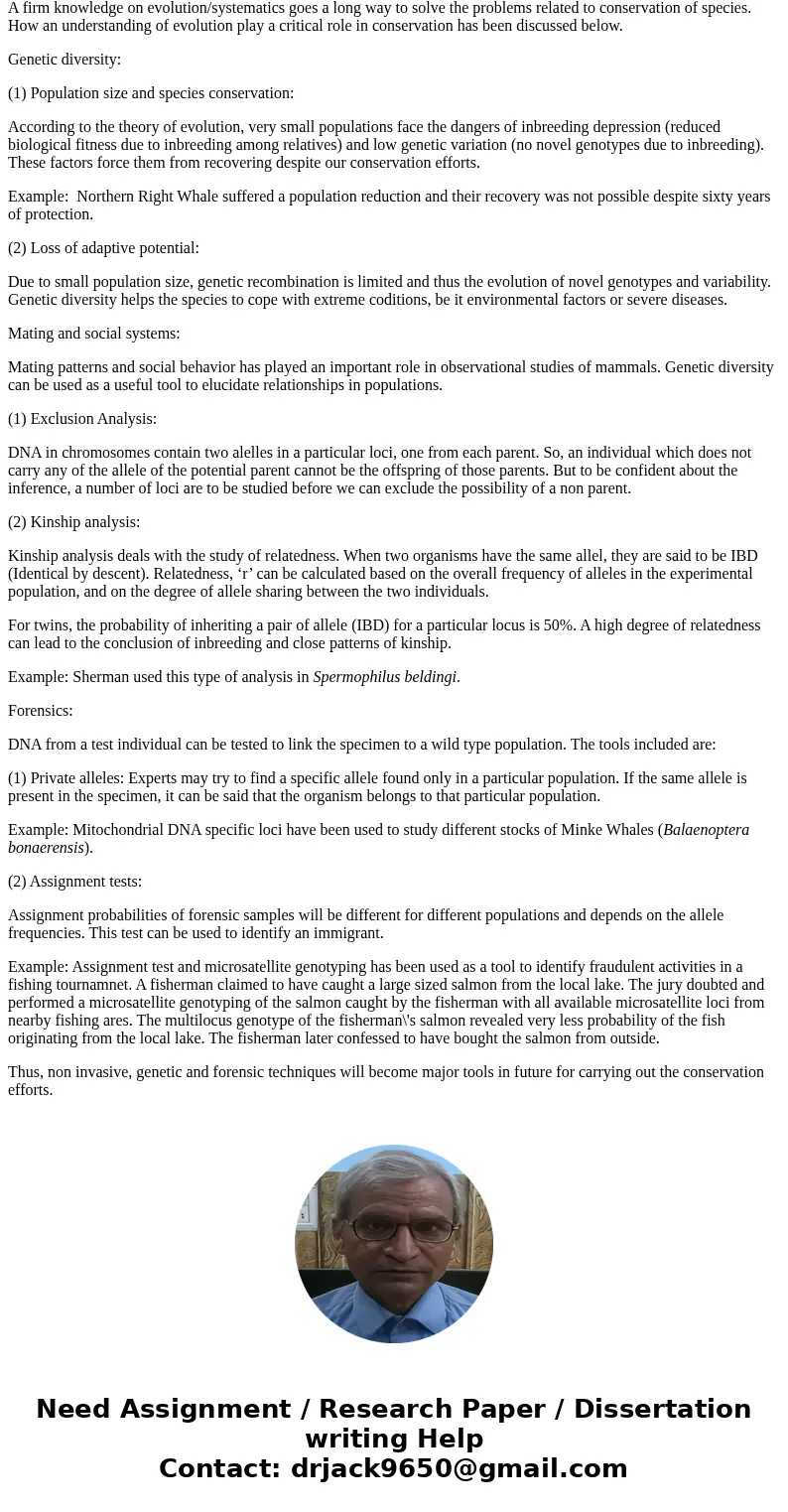 How can a knowledge of the evolution/systematics of Marine Mammals aid in their conservation? Writing a short paper on this topic, looking for ideas.SolutionAns How can a knowledge of the evolution/systematics of Marine Mammals aid in their conservation? Writing a short paper on this topic, looking for ideas.SolutionAns