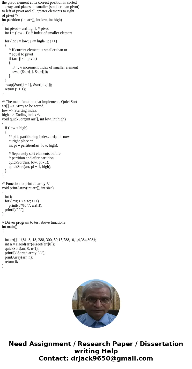 How do you sort this array using quick sort and what complexity is it? 81, 8, 18, 288, 300, 50, 15, 788, 10, 1, 4, 384, 898SolutionAnswer:- QuickSort :- QuickSo How do you sort this array using quick sort and what complexity is it? 81, 8, 18, 288, 300, 50, 15, 788, 10, 1, 4, 384, 898SolutionAnswer:- QuickSort :- QuickSo