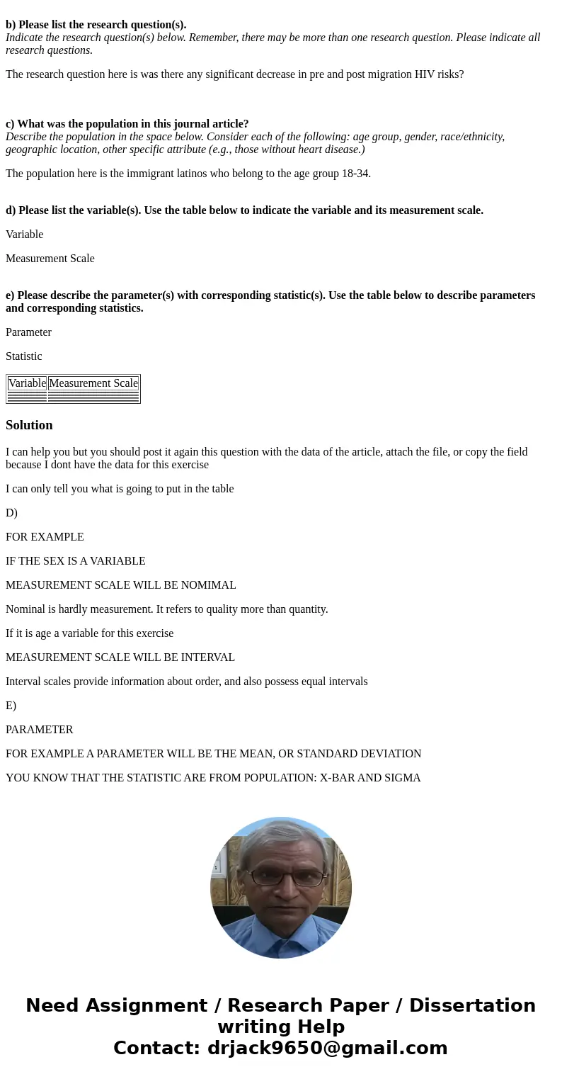 I need parts D & E of this question answered please!!! I don\'t know what to fill in the tables. you can look up the article it is referencingby copying and I need parts D & E of this question answered please!!! I don\'t know what to fill in the tables. you can look up the article it is referencingby copying and