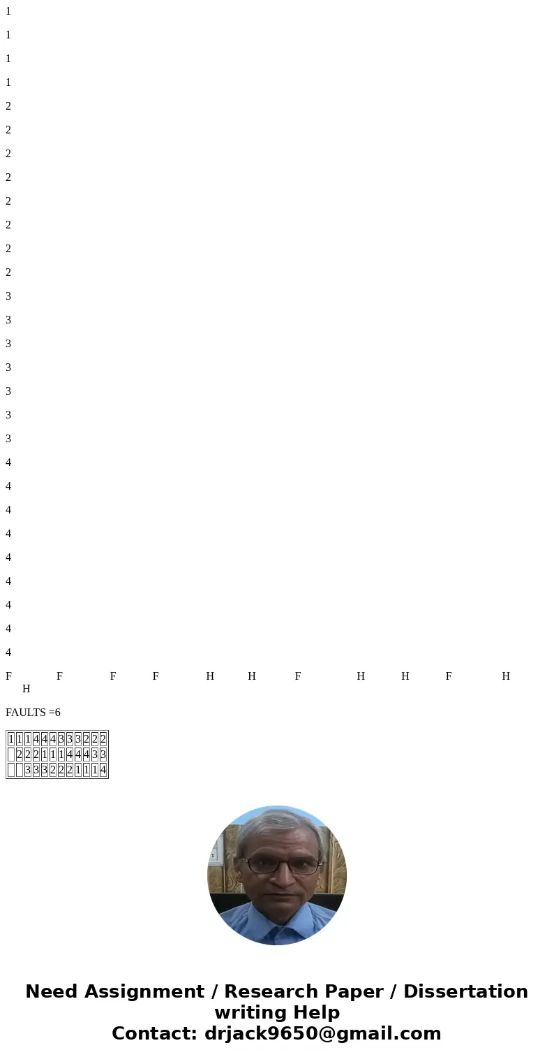 If FIFO page replacement is used with three page frames available to the process, how many page faults will occur with the reference string 123412341234 if the  If FIFO page replacement is used with three page frames available to the process, how many page faults will occur with the reference string 123412341234 if the