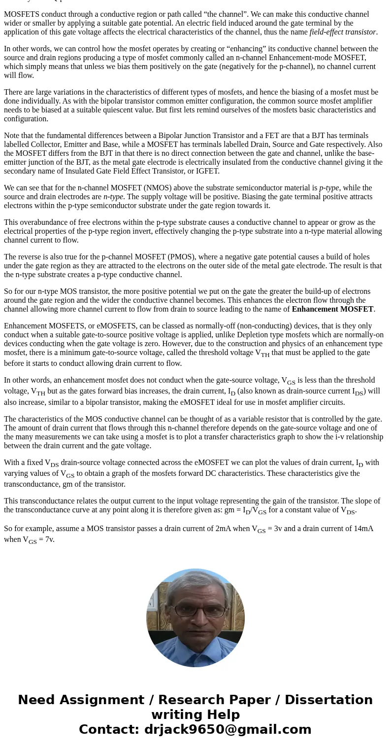 In the following common source amplifier, the n-MOSFET is biased by a current source Is=400uA. The MOSFET\'s specs are VThreshold = 2V, knCox=0.4 mA/V2, W/L =20 In the following common source amplifier, the n-MOSFET is biased by a current source Is=400uA. The MOSFET\'s specs are VThreshold = 2V, knCox=0.4 mA/V2, W/L =20