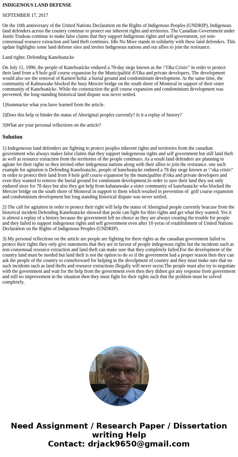 INDIGENOUS LAND DEFENSE SEPTEMBER 17, 2017 On the 10th anniversary of the United Nations Declaration on the Rights of Indigenous Peoples (UNDRIP), Indigenous la INDIGENOUS LAND DEFENSE SEPTEMBER 17, 2017 On the 10th anniversary of the United Nations Declaration on the Rights of Indigenous Peoples (UNDRIP), Indigenous la