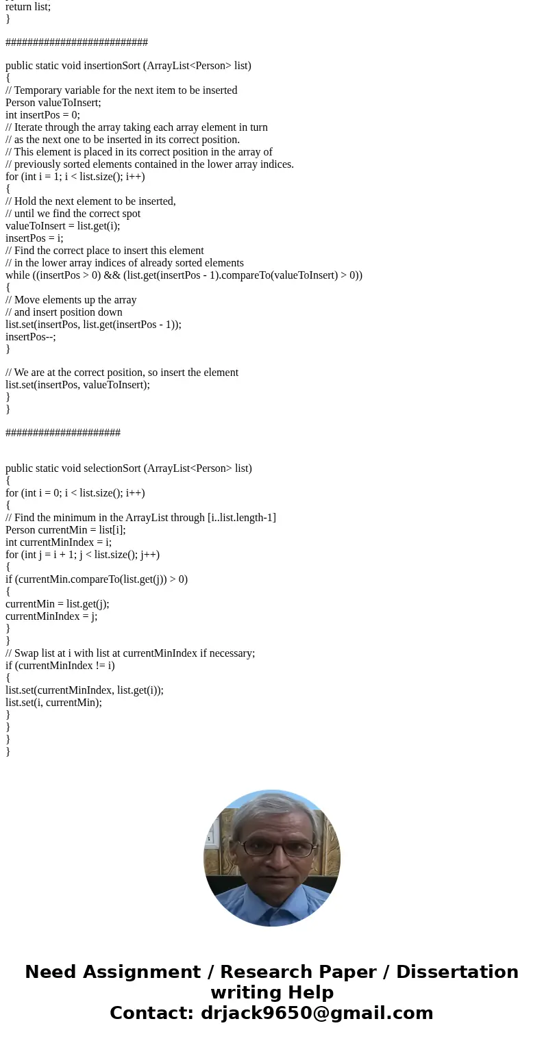 JAVA help Need bolded lines fixed for it to compile. Thank you! public class PersonSort { // Test file. Format is \