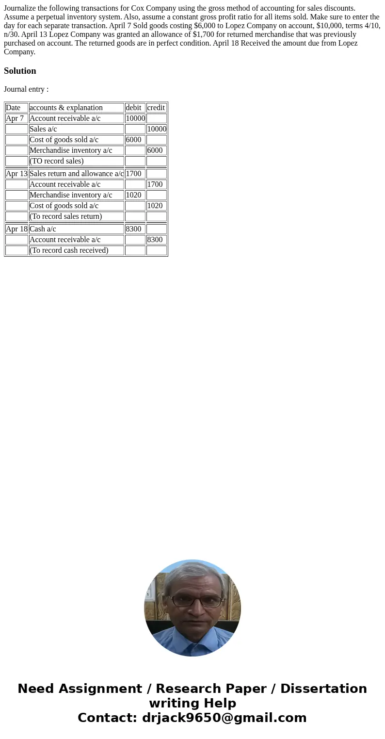 Journalize the following transactions for Cox Company using the gross method of accounting for sales discounts. Assume a perpetual inventory system. Also, assum Journalize the following transactions for Cox Company using the gross method of accounting for sales discounts. Assume a perpetual inventory system. Also, assum
