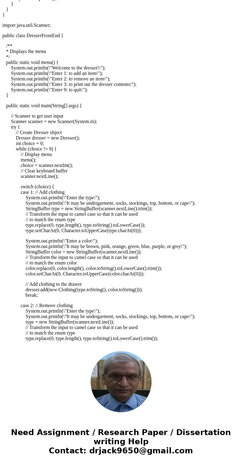 Objective: Write a program that will sort a basket of clothes into their proper drawers. If you were not aware you are sort clothes by their type in this order: Objective: Write a program that will sort a basket of clothes into their proper drawers. If you were not aware you are sort clothes by their type in this order:
