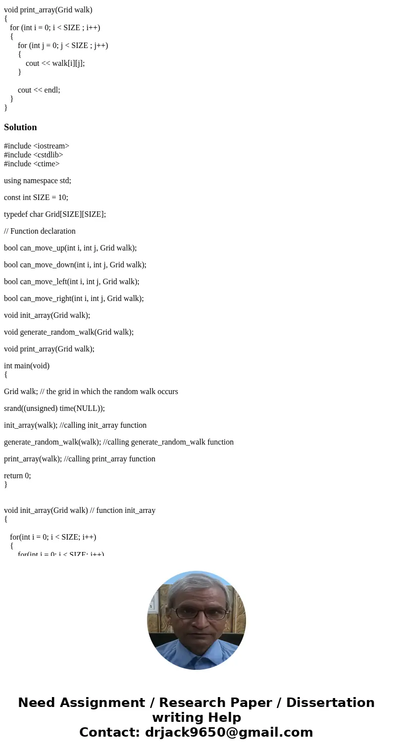 Please help me find where I do something wrong with my program I am working on creating a random walk across a grid. I already wrote most of the code, but every Please help me find where I do something wrong with my program I am working on creating a random walk across a grid. I already wrote most of the code, but every